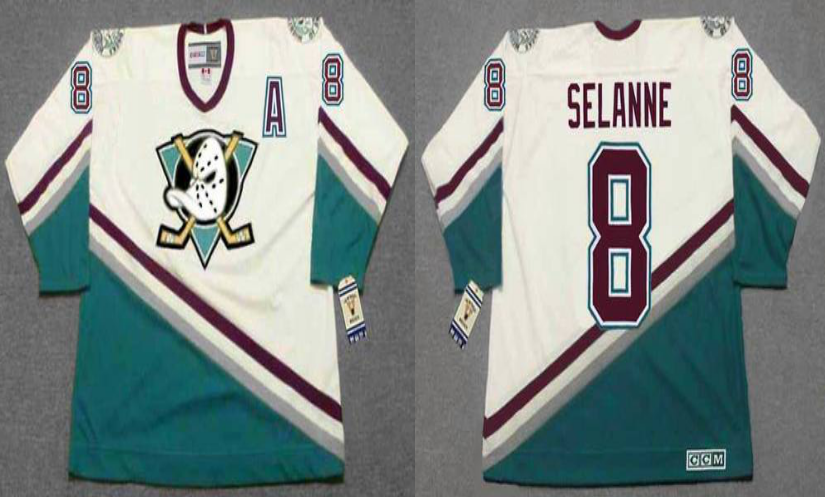 2019 Men Anaheim Ducks 8 Selanne white CCM NHL jerseys